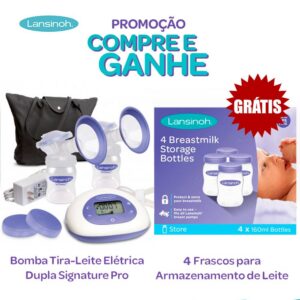 Kit Extrator Bomba Tira-leite Elétrica Dupla Signature Pro Lansinoh - Ganhe Kit Frascos para Armazenamento Leite-0