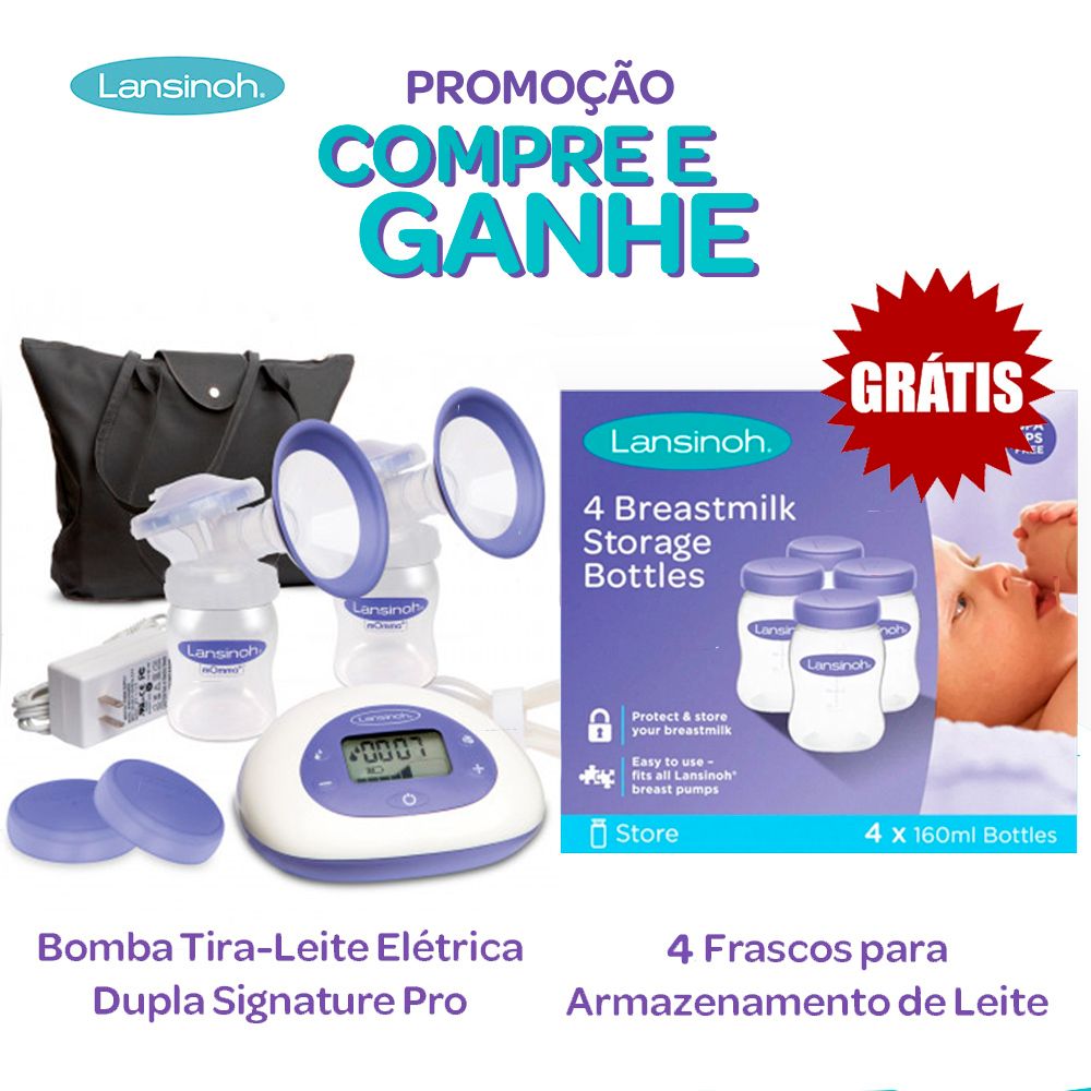 Kit Extrator Bomba Tira-leite Elétrica Dupla Signature Pro Lansinoh - Ganhe Kit Frascos para Armazenamento Leite-0