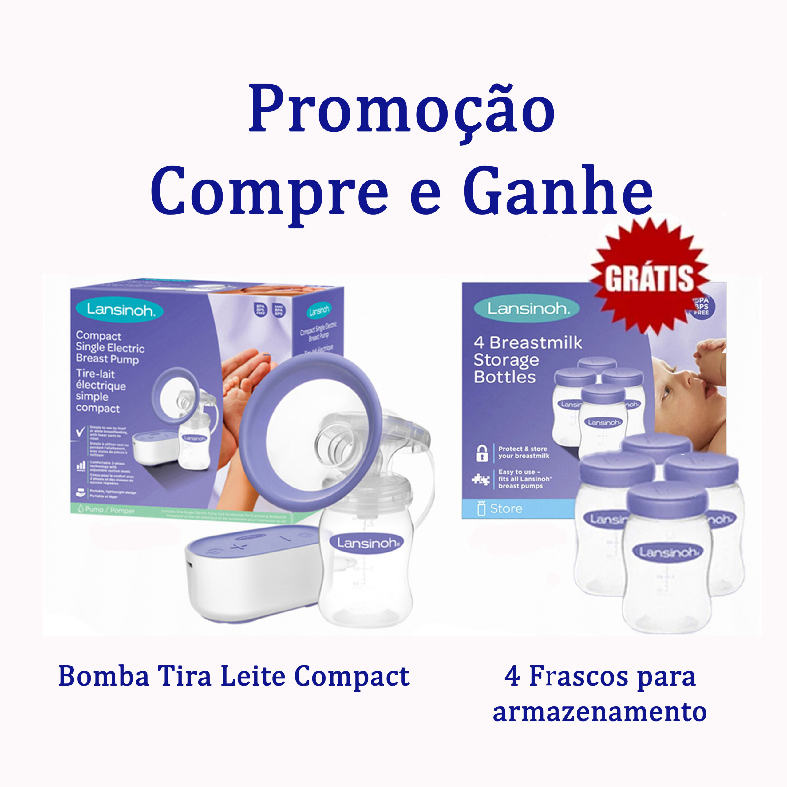 Promopack Bomba tira Leite Elétrica Compact + Frascos para Armazenamento Leite-0